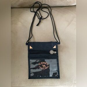 Black Crossbody Bag with Camel Logo